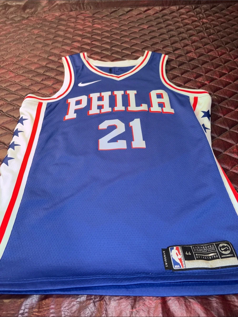 Nike Blue PHILA #21 Basketball Jersey with Red & White Trim NBA